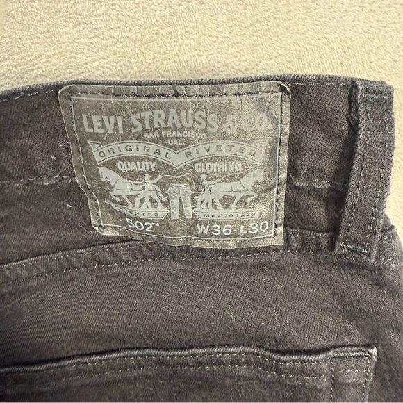 Levi's 502 Taper Fit Stretch Jeans Men's Sz 36x30 Black - Picture 6 of 11